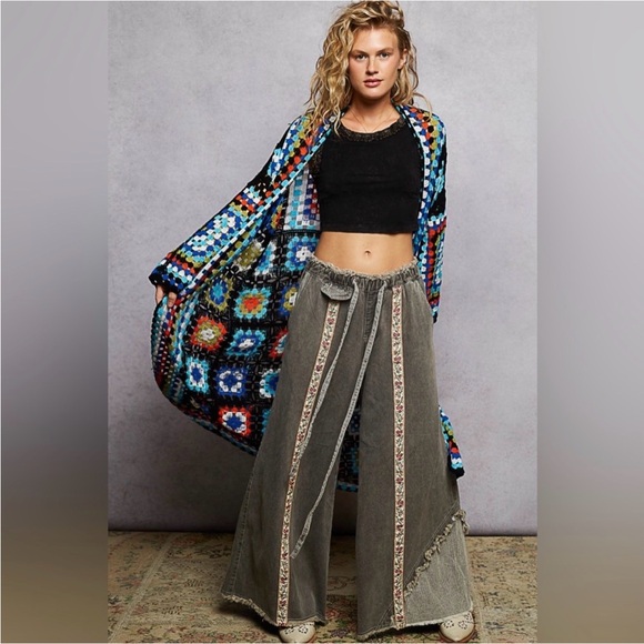 NWT POL Multicolor Crochet Long Coat - Picture 3 of 6